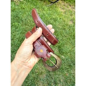 Vintage Western Brass & Tortoise Shell Buckle Belt